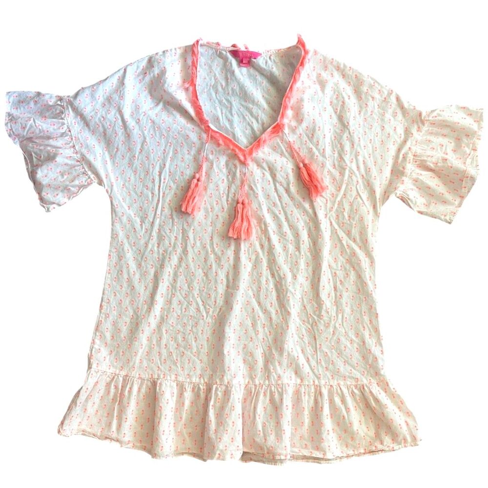 Lilly Pulitzer Womens Semi Sheer Cover Up Sz S/M Boho Resortwear Coastal Chic